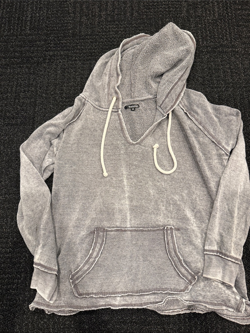 Revelation Washed Gray Pullover Hoodie with Front Pocket - super soft!